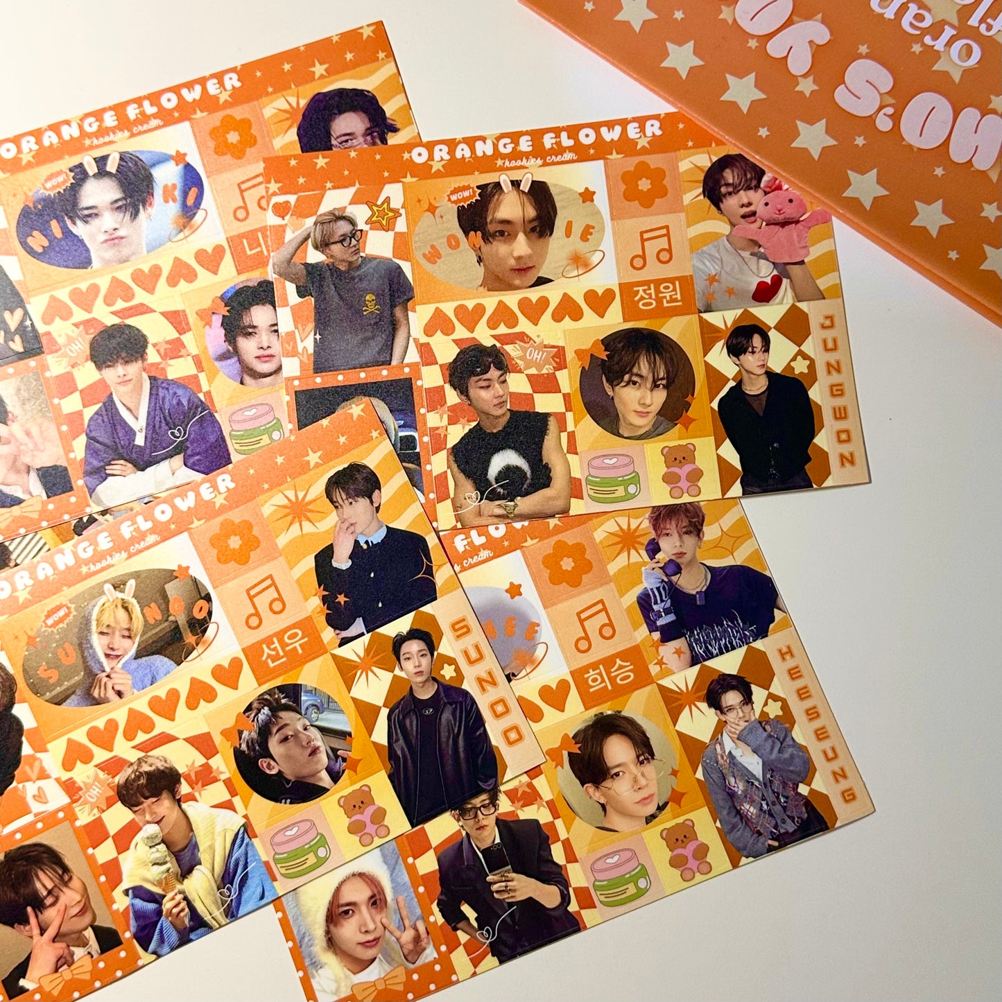 Enhypen Orange Flower Sticker Sheet | Scratch & Reveal