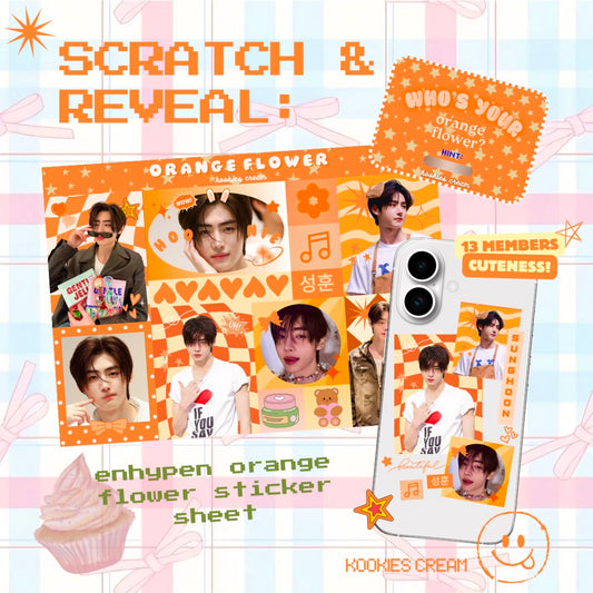 Enhypen Orange Flower Sticker Sheet | Scratch & Reveal