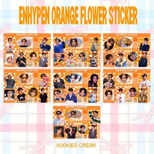 Enhypen Orange Flower Sticker Sheet | Scratch & Reveal