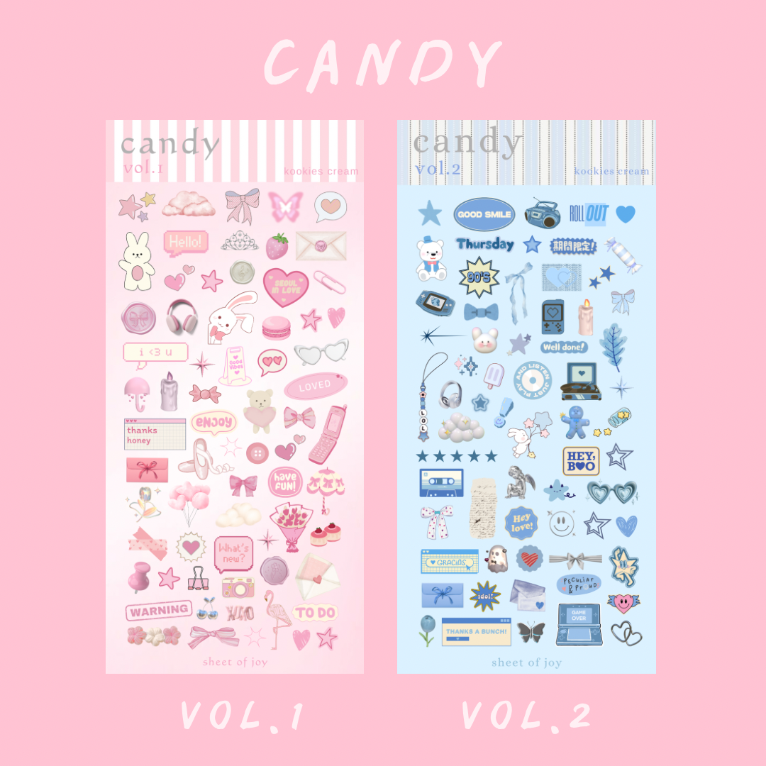 Candy Glitter Sticker Sheet - Kookies Cream