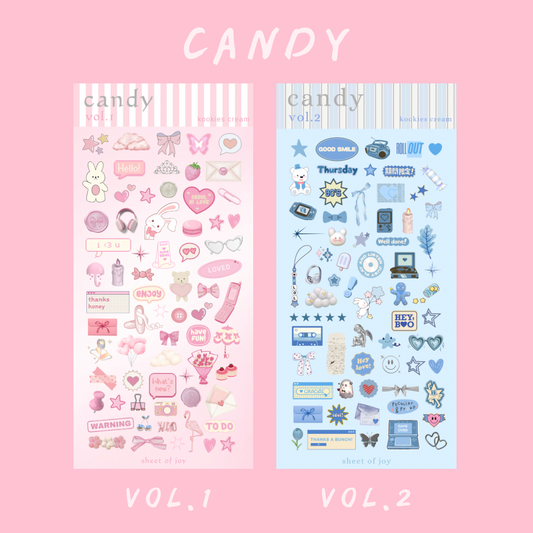 Candy Glitter Sticker Sheet - Kookies Cream
