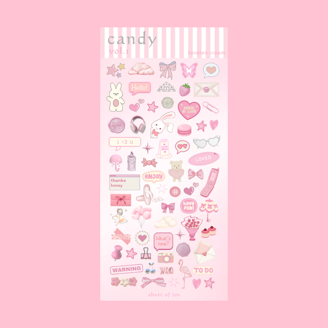 Candy Glitter Sticker Sheet - Kookies Cream