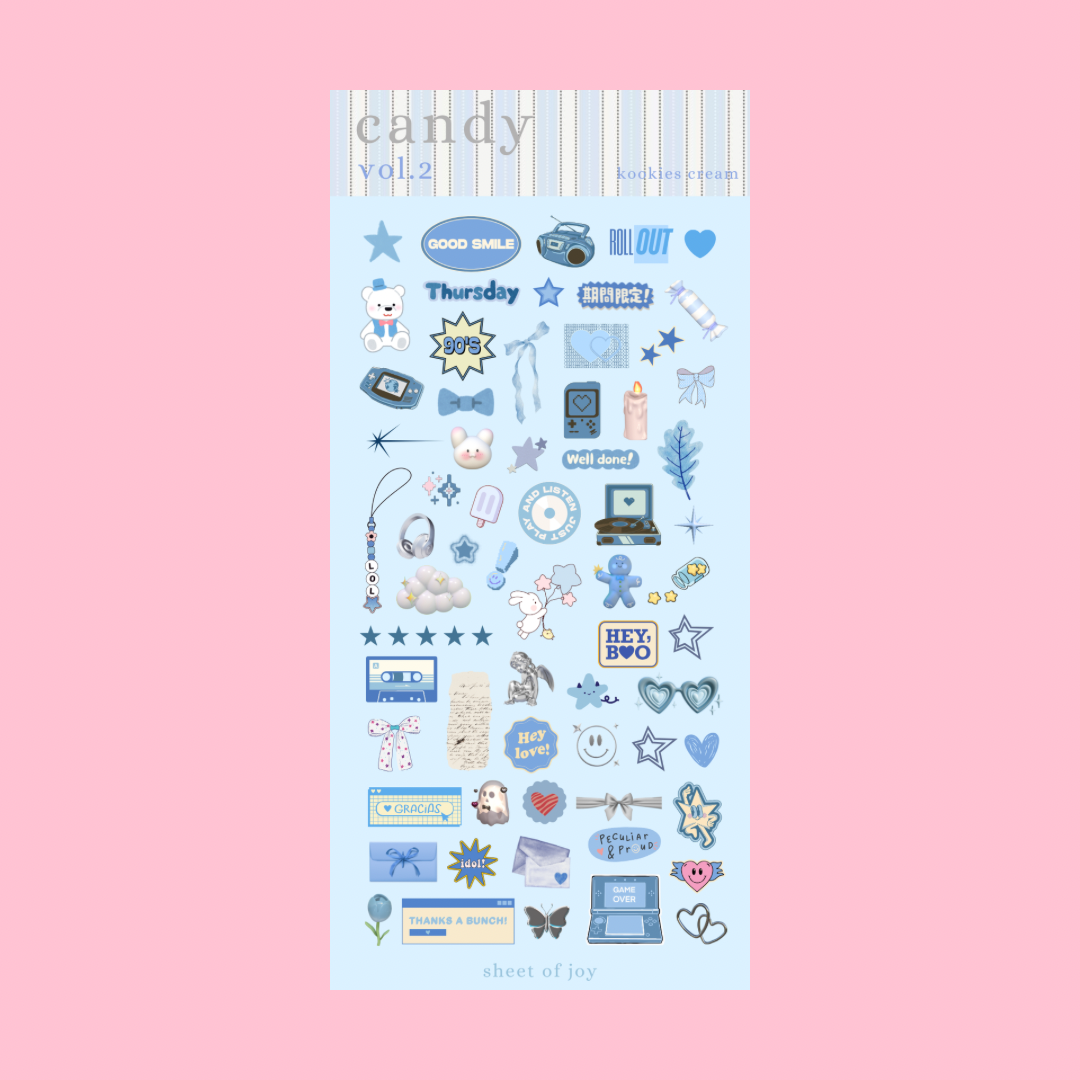 Candy Glitter Sticker Sheet - Kookies Cream